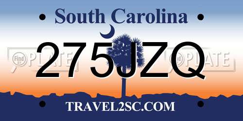 275JZQ South Carolina License Plate