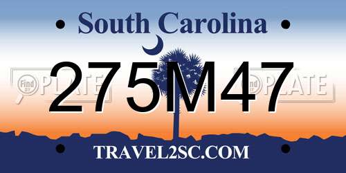 275M47 South Carolina License Plate