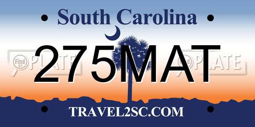 275MAT South Carolina License Plate