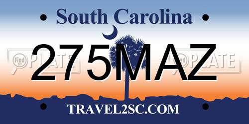 275MAZ South Carolina License Plate