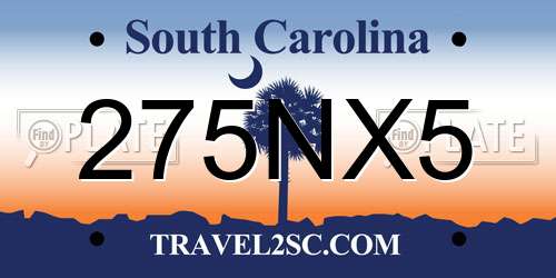 275NX5 South Carolina License Plate