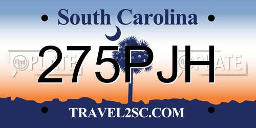 275PJH South Carolina License Plate