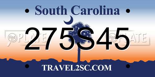 275S45 South Carolina License Plate