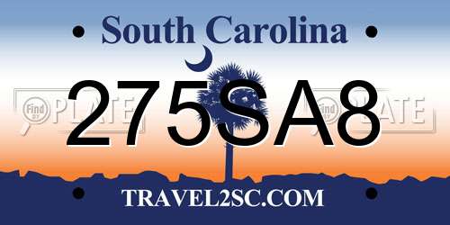 275SA8 South Carolina License Plate