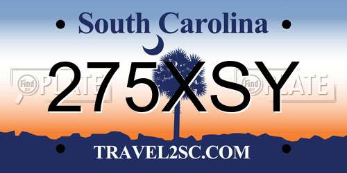 275XSY South Carolina License Plate