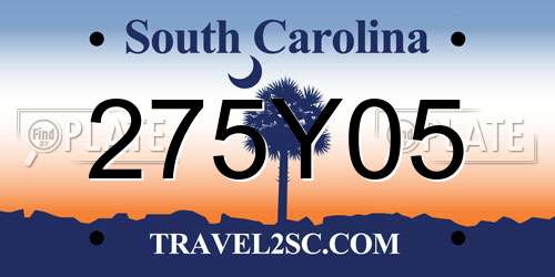 275Y05 South Carolina License Plate