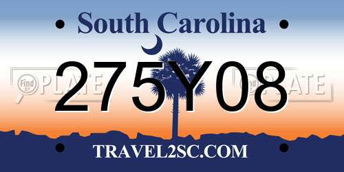 275Y08 South Carolina License Plate