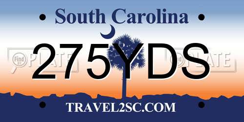 275YDS South Carolina License Plate
