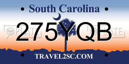 275YQB South Carolina License Plate