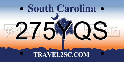 275YQS South Carolina License Plate