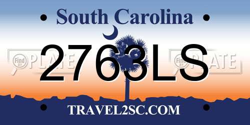 2763LS South Carolina License Plate