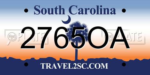 2765OA South Carolina License Plate