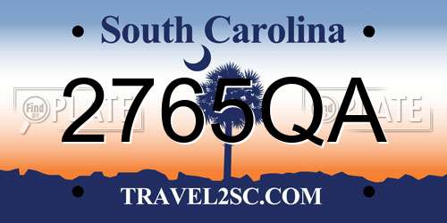 2765QA South Carolina License Plate