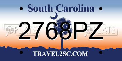 2768PZ South Carolina License Plate