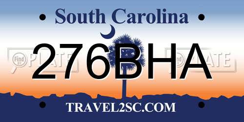 276BHA South Carolina License Plate