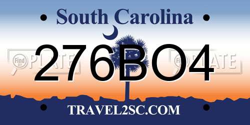 276BO4 South Carolina License Plate