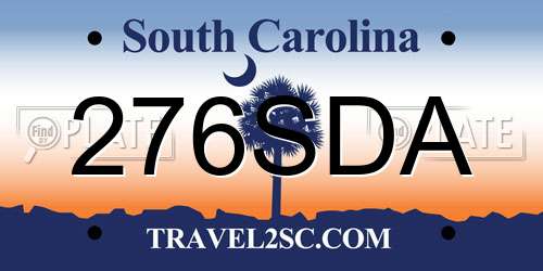276SDA South Carolina License Plate