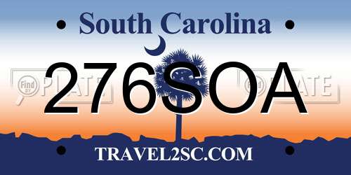 276SOA South Carolina License Plate