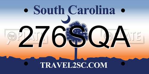 276SQA South Carolina License Plate