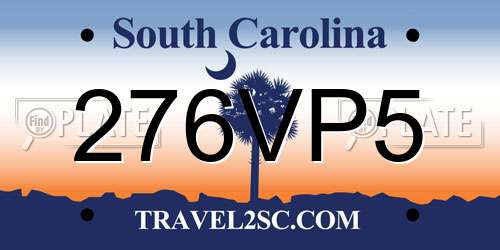 276VP5 South Carolina License Plate