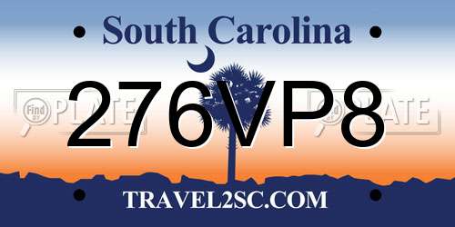 276VP8 South Carolina License Plate