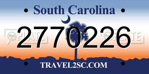 2770226 South Carolina License Plate