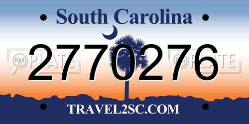 2770276 South Carolina License Plate
