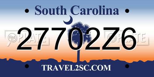 27702Z6 South Carolina License Plate