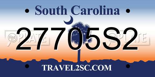 27705S2 South Carolina License Plate