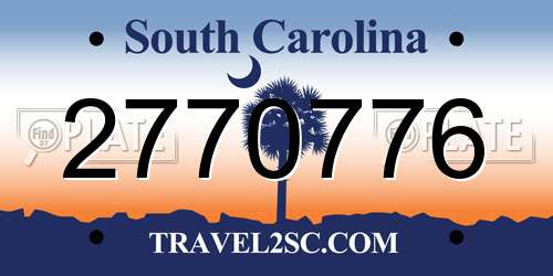 2770776 South Carolina License Plate