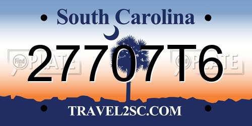 27707T6 South Carolina License Plate
