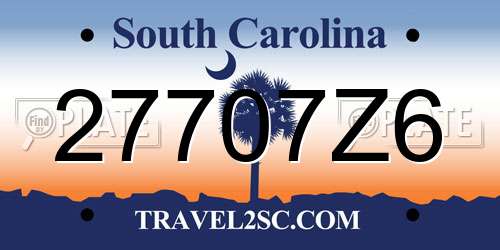 27707Z6 South Carolina License Plate