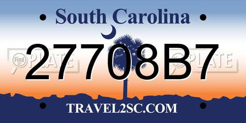 27708B7 South Carolina License Plate