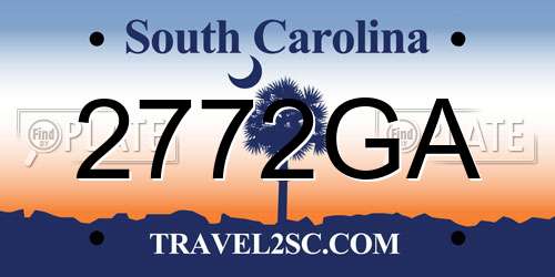 2772GA South Carolina License Plate