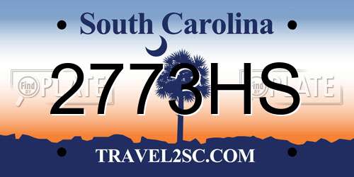 2773HS South Carolina License Plate