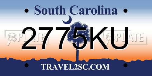 2775KU South Carolina License Plate