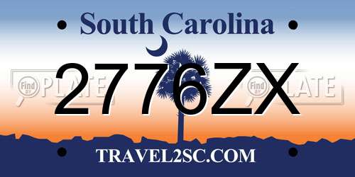 2776ZX South Carolina License Plate