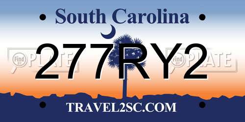 277RY2 South Carolina License Plate
