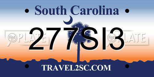 277SI3 South Carolina License Plate