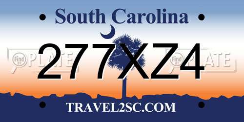 277XZ4 South Carolina License Plate