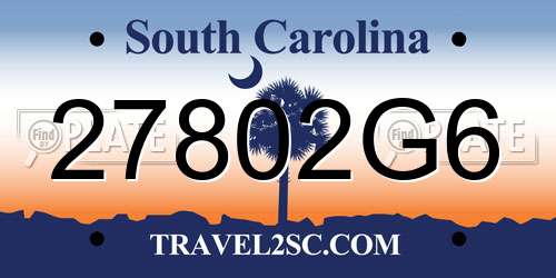 27802G6 South Carolina License Plate