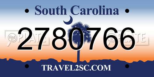 2780766 South Carolina License Plate