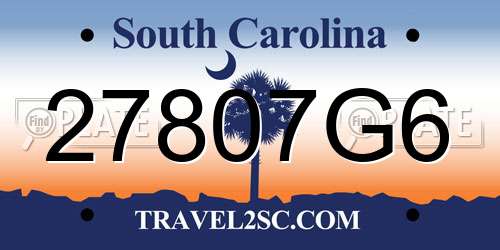 27807G6 South Carolina License Plate