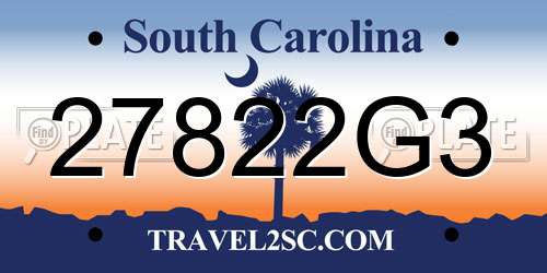 27822G3 South Carolina License Plate