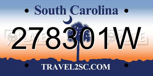 278301W South Carolina License Plate