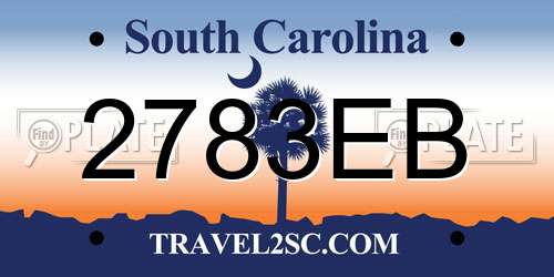 2783EB South Carolina License Plate