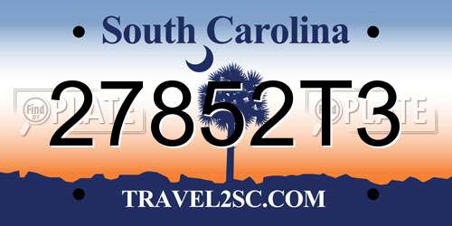 27852T3 South Carolina License Plate