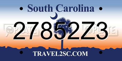 27852Z3 South Carolina License Plate