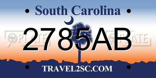 2785AB South Carolina License Plate