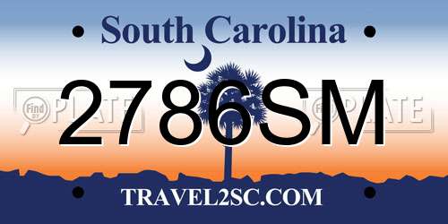 2786SM South Carolina License Plate